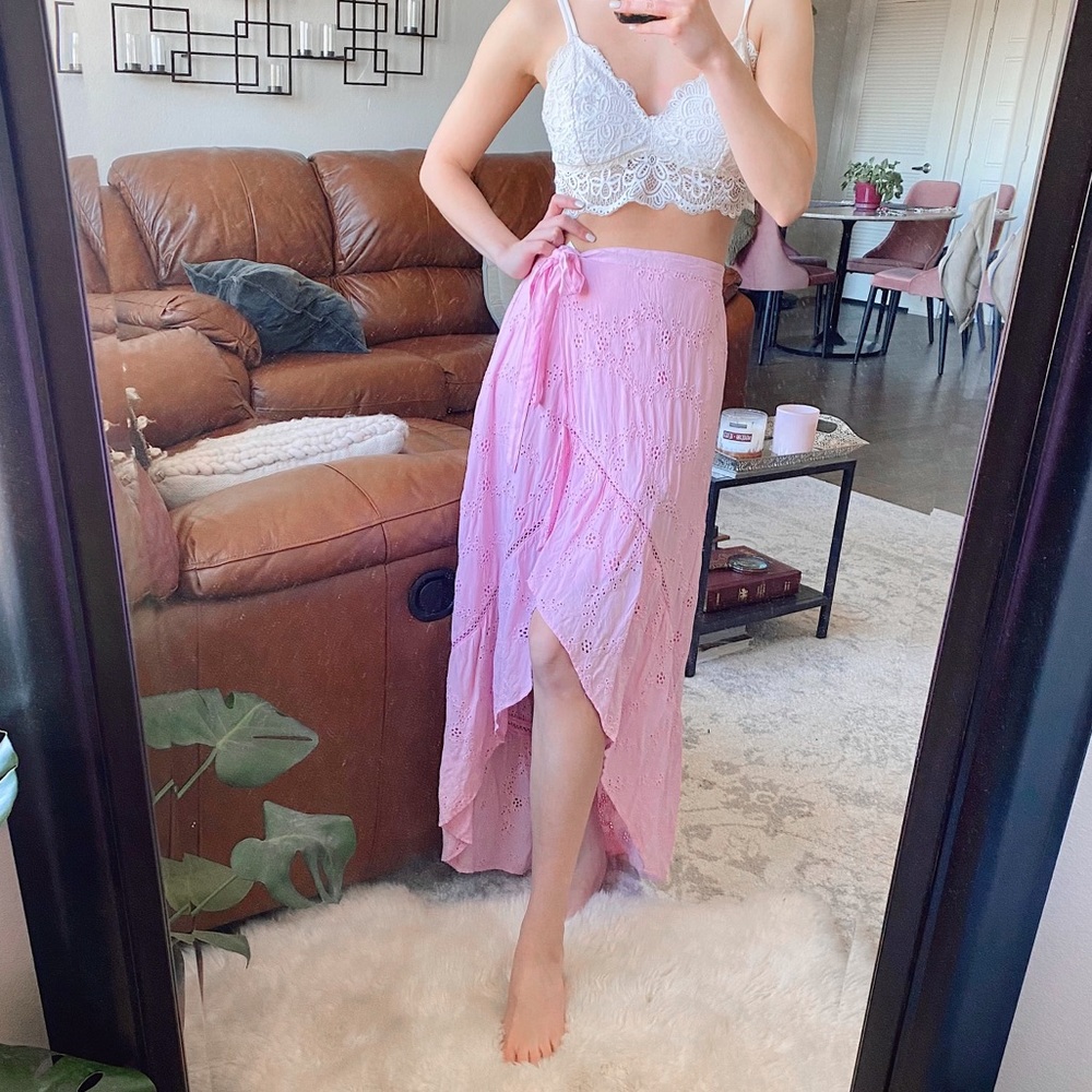 Young Fabulous & Broke Pink Eyelet Skirt XS